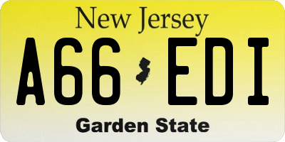 NJ license plate A66EDI