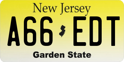 NJ license plate A66EDT