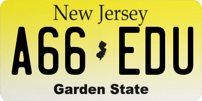 NJ license plate A66EDU