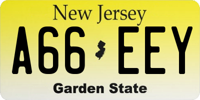 NJ license plate A66EEY