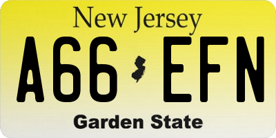 NJ license plate A66EFN