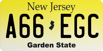 NJ license plate A66EGC
