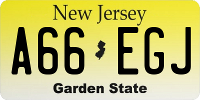 NJ license plate A66EGJ