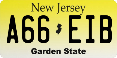 NJ license plate A66EIB