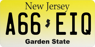 NJ license plate A66EIQ
