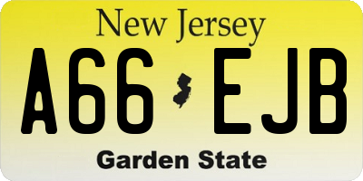 NJ license plate A66EJB