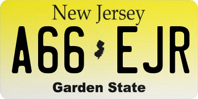 NJ license plate A66EJR