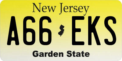 NJ license plate A66EKS