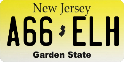 NJ license plate A66ELH