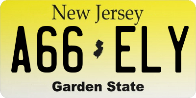NJ license plate A66ELY