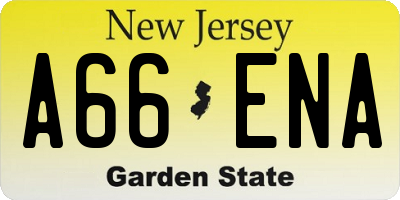 NJ license plate A66ENA