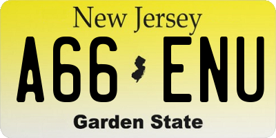 NJ license plate A66ENU