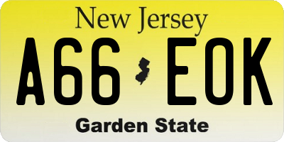 NJ license plate A66EOK