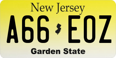 NJ license plate A66EOZ