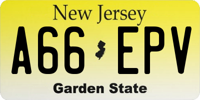NJ license plate A66EPV