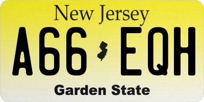 NJ license plate A66EQH