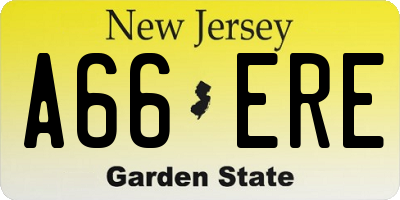 NJ license plate A66ERE