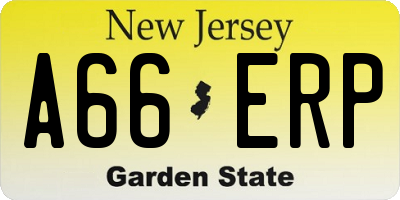 NJ license plate A66ERP