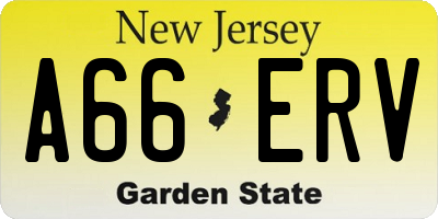 NJ license plate A66ERV