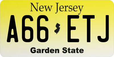 NJ license plate A66ETJ