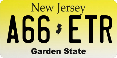 NJ license plate A66ETR
