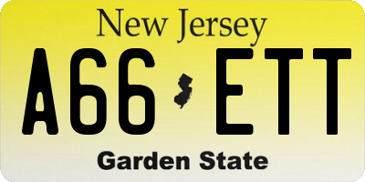 NJ license plate A66ETT