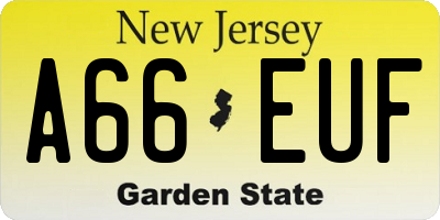 NJ license plate A66EUF
