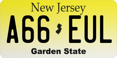 NJ license plate A66EUL