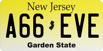 NJ license plate A66EVE