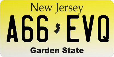 NJ license plate A66EVQ