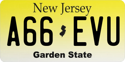 NJ license plate A66EVU