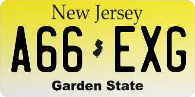 NJ license plate A66EXG