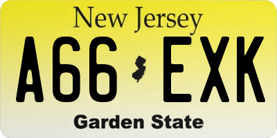 NJ license plate A66EXK