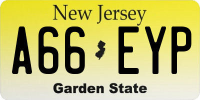 NJ license plate A66EYP