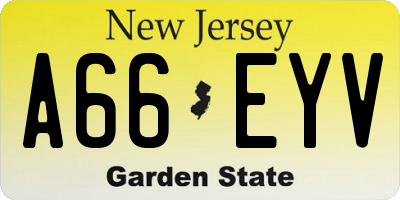 NJ license plate A66EYV