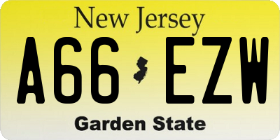 NJ license plate A66EZW