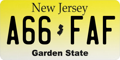 NJ license plate A66FAF