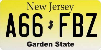 NJ license plate A66FBZ