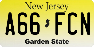 NJ license plate A66FCN