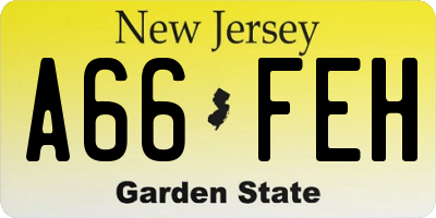 NJ license plate A66FEH