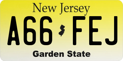 NJ license plate A66FEJ