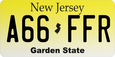 NJ license plate A66FFR