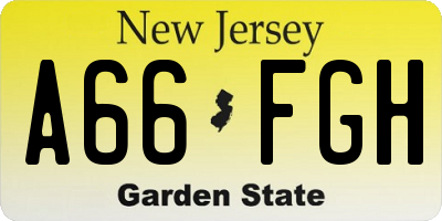 NJ license plate A66FGH