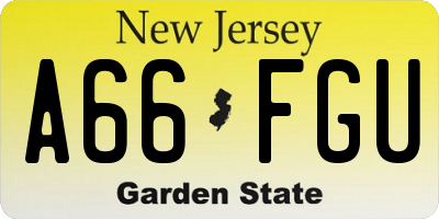 NJ license plate A66FGU