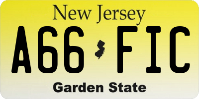 NJ license plate A66FIC