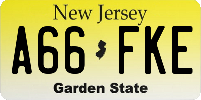 NJ license plate A66FKE