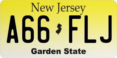 NJ license plate A66FLJ