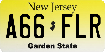 NJ license plate A66FLR