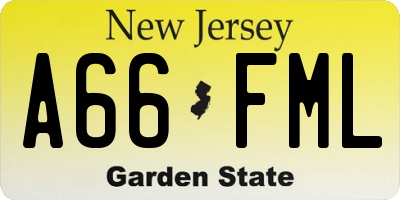 NJ license plate A66FML