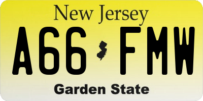NJ license plate A66FMW